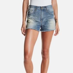AG Adriano Goldschmied Light Blue Distressed Denim Jean Shorts